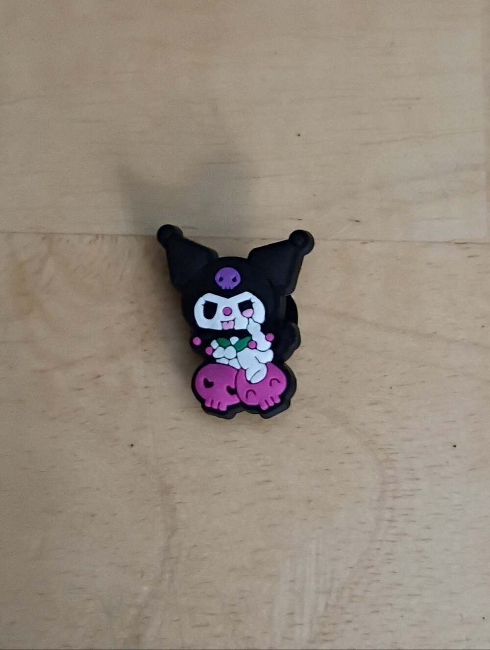 10 for $10 Jibbitz Croc Charms - Sanrio Kuromi Tongue Out w Pink & Purple Skulls